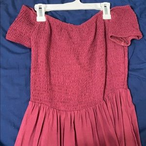 Off the shoulder maroon dress